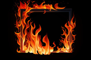 fire frame isolated on black background