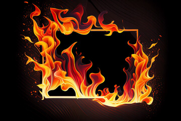 fire frame isolated on black background