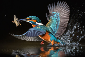 Obraz premium a beautiful blue kingfisher flying. Generative AI 
