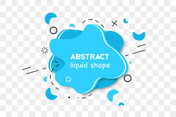 Blue abstract liquid shape with shadow on a transparent background