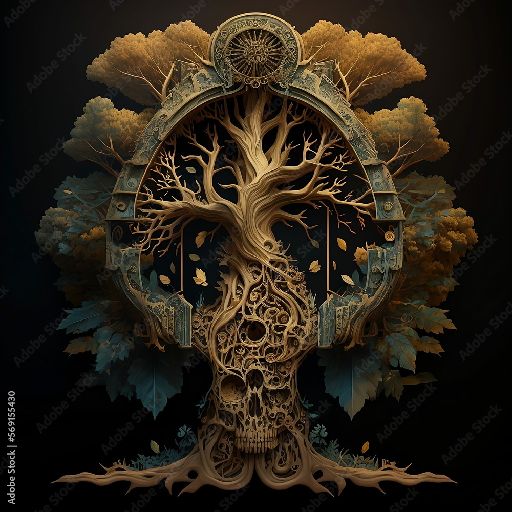 Wall mural tree of life and death