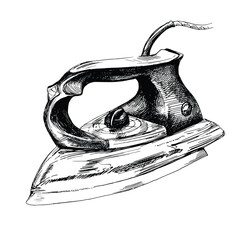 Drawing of an old iron, vector illustration. - 569156081