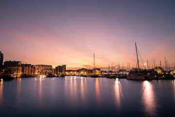 Early morning over the wet dock in Ipswich, UK