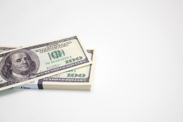 a bundle of dollars isolated on white background