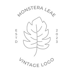 monstera leaf logo, symbol. Perfect for home decor such as posters, wall art, tote bag or t-shirt print, and sticker