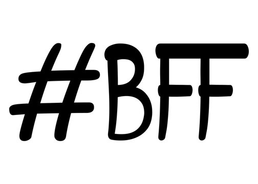 Letras de la palabra BFF con s&iacute;mbolo hashtag. Best friends forever