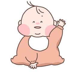 Illustration of a baby waving with a smile