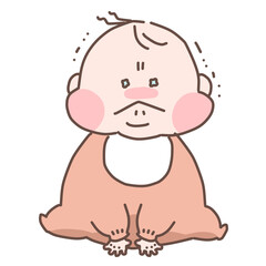 Illustration of a baby holding back crying