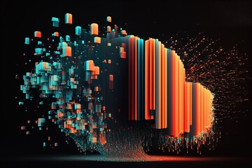 Magnitude of data integration, analysis and processing. Big data. Artificial Intelligence and  Quantum computing concept. Generative AI