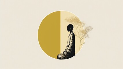 Minimalistic design of peace and meditation, being calm and collected