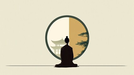 Minimalistic design of peace and meditation, being calm and collected