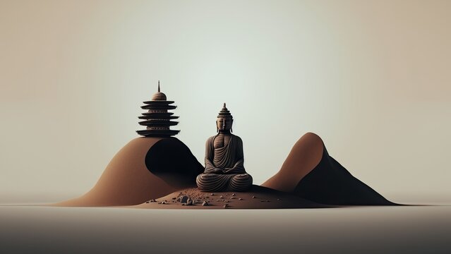 Minimalistic design of peace and meditation, being calm and collected