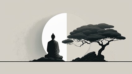 Minimalistic design of peace and meditation, being calm and collected