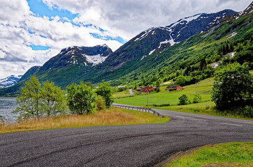 Fototapeta na wymiar Travel destination Norway - norwegian landscape in Geiranger - Norway