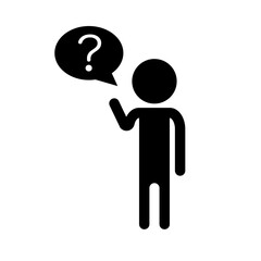 Questioning person silhouette icon. Question or asking a question. Vector.