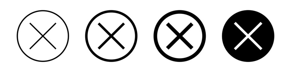 Obraz premium Cross mark silhouette icon set. Delete and cancel buttons. Vector.
