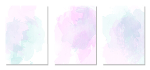 Light watercolor, alcohol ink with gold details background collection. Abstract hand-painted watercolor wet wash splash 5x7 Luxury wedding invitation card and Vip background template collection