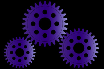 Abstract vector background with a set of gears in motion of different sizes. The concept of organization and joint work for success	