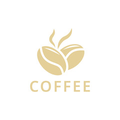 Coffee logo, Isolated coffee beans on white background