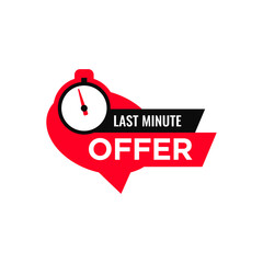 vector illustration last minute offer button sign, flat modern label, stopwatch countdown logo