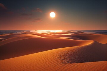 Fototapeta na wymiar Beautiful dunes beach at sunset, North Sea, Germany. Generative AI