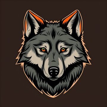 Vector icon of a wolf head. Generative AI.