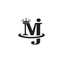 MJ initials logo template company crown vector design
