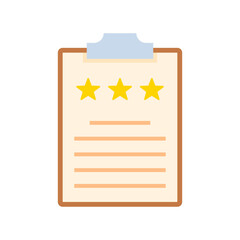 Clipboard with rating stars. Feedback consumer or customer review evaluation.
