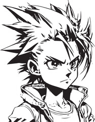 Illustration of a cartoon boy angry sketch