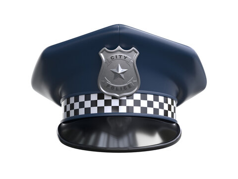 Police hat with checkers pattern 3d rendering