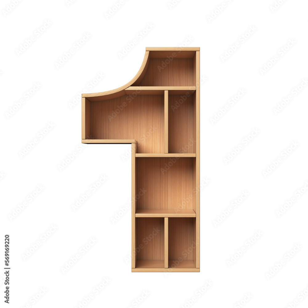 Aufkleber shelf font 3d rendering number 1
