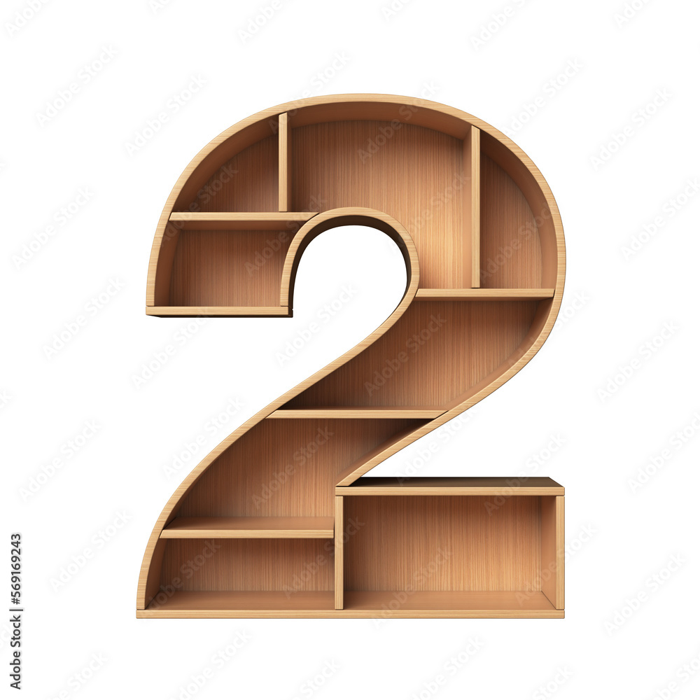 Aufkleber shelf font 3d rendering number 2