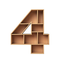 Shelf font 3d rendering number 4