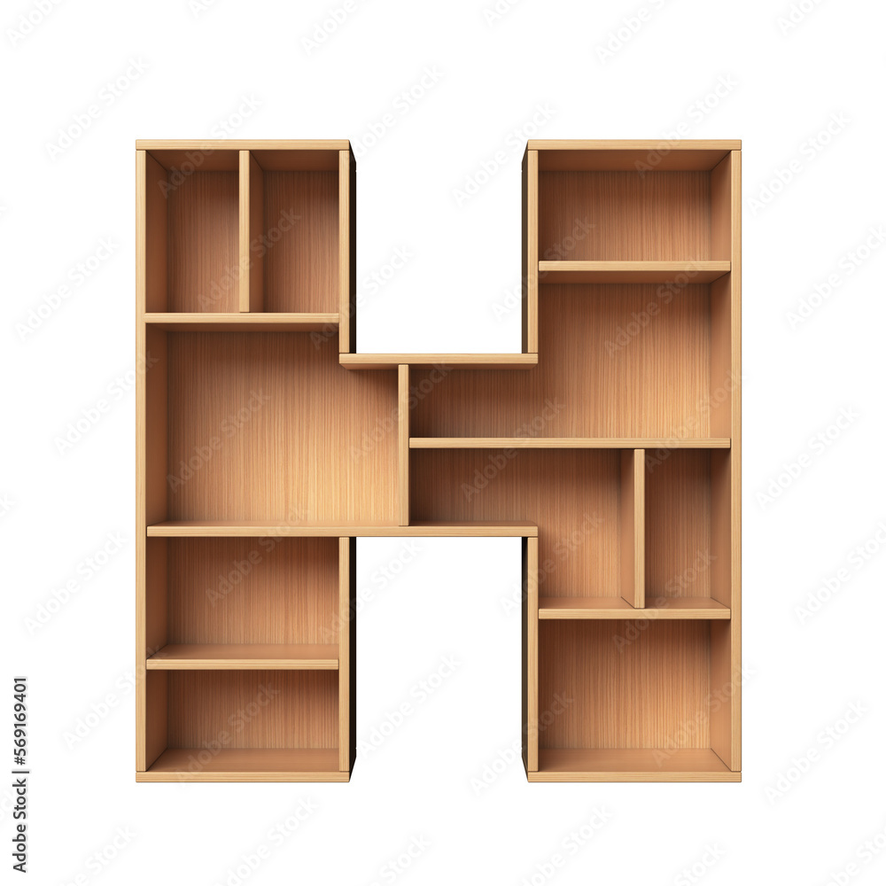 Poster shelf font 3d rendering letter h
