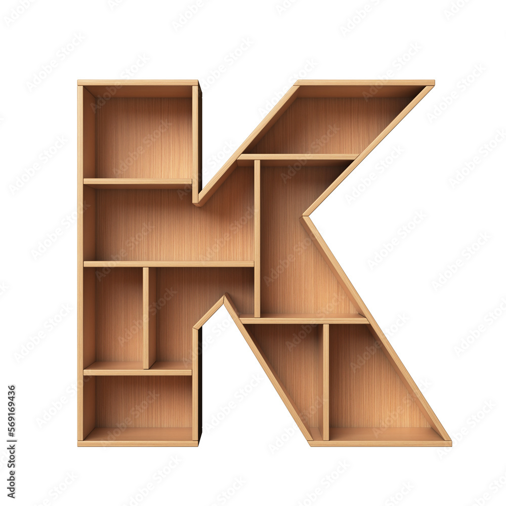 Poster shelf font 3d rendering letter k