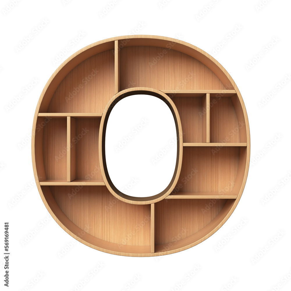 Poster shelf font 3d rendering letter o