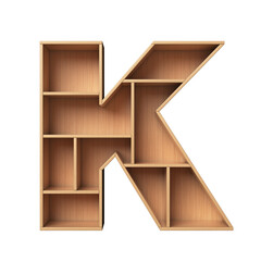 Shelf font 3d rendering letter K