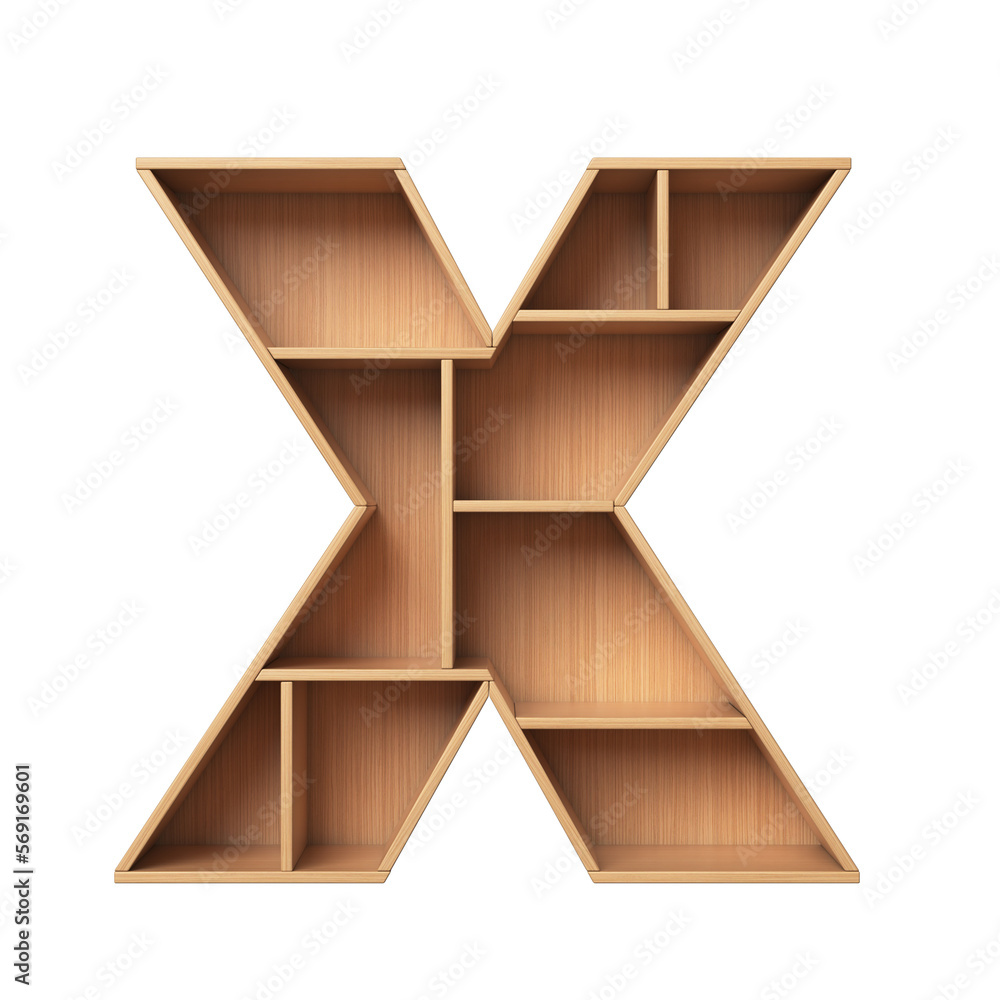 Poster shelf font 3d rendering letter x
