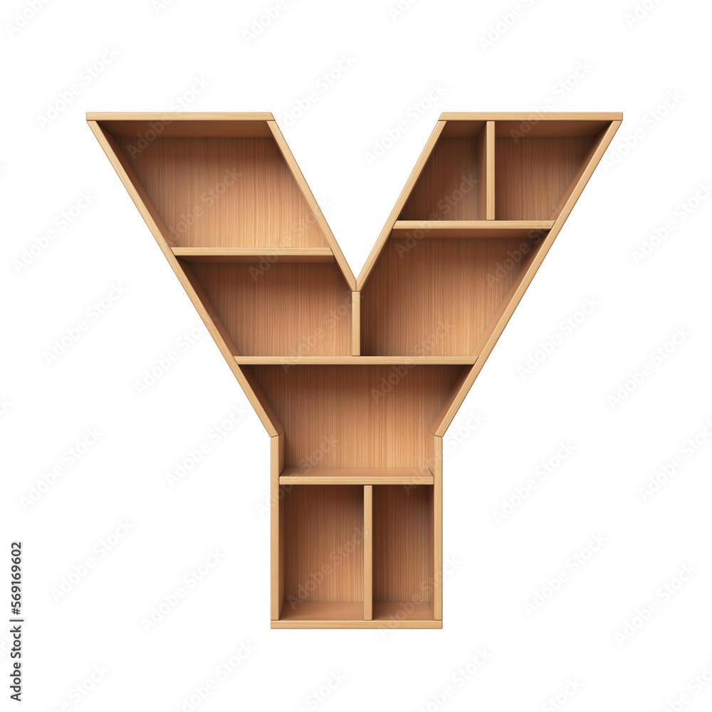 Poster shelf font 3d rendering letter y