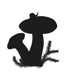 Two mushrooms silhouette of the plant world
