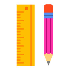 Ruler And Pencil Flat Icon