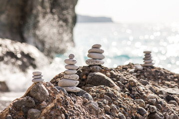 stack of stones on beach
