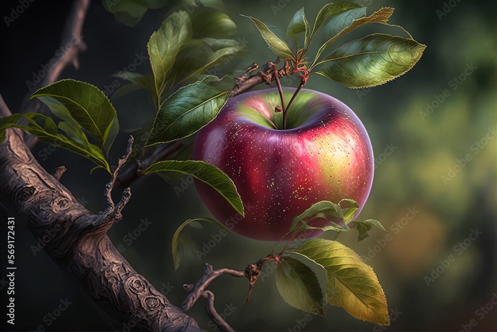Poster apples hanging from a tree generative ai
