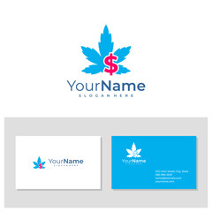 Fototapeta na wymiar Money Cannabis logo with business card template. Creative Cannabis logo design concepts