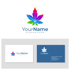 Colorful Cannabis logo with business card template. Creative Cannabis logo design concepts