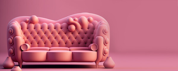 Obraz premium pink sofa isolated, Generative ai