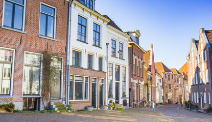 Panorama of a historic street in the center of Deventer, Netherlands