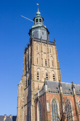 Tower of the historic Walburgiskerk church in Zutphen, Netherlands