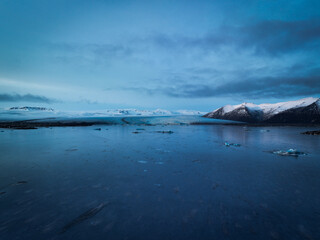 iceberg in the water, Floating Glaciers, beautiful pink sunset