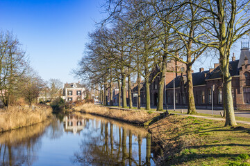 Fototapeta na wymiar River Berkel flowing through the historic center of with Zutphen, Netherlands